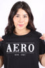 Camiseta Negra Para Mujer Aeropostale Graphic Level 1 Dark Black 6735
