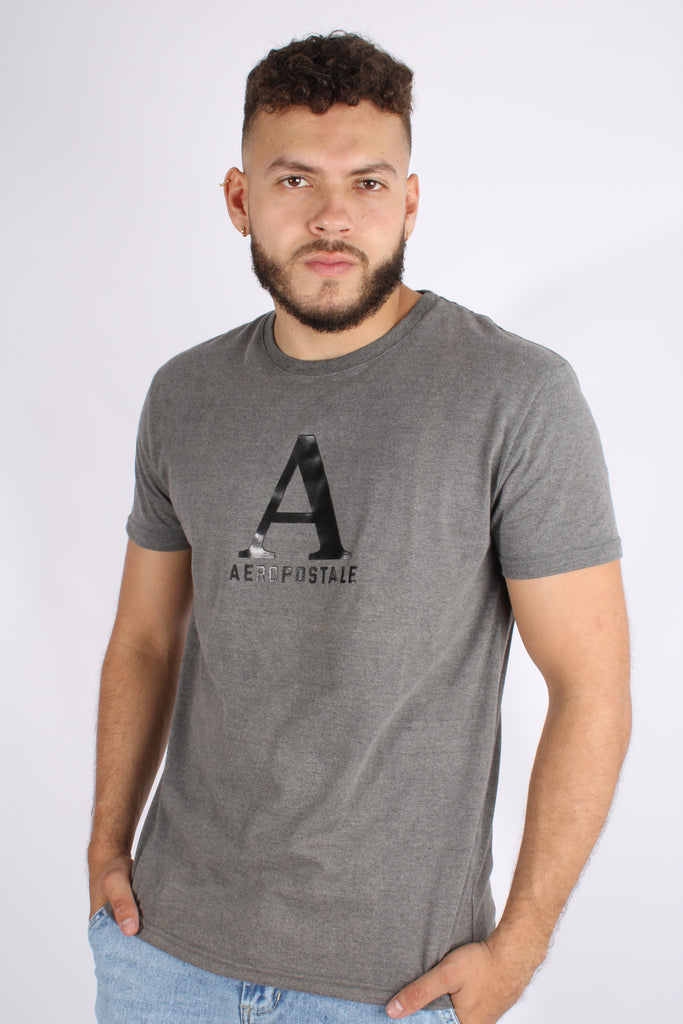 Camiseta Gris Oscuro Para Hombre Aeropostale Level 2 Graphic Tees Charcoal Gray 4625