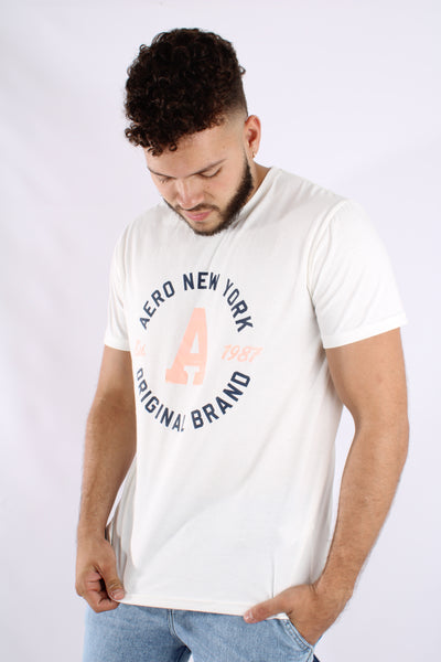 Camiseta Blanca Para Hombre Aeropostale Level 2 Graphic Tees 9835