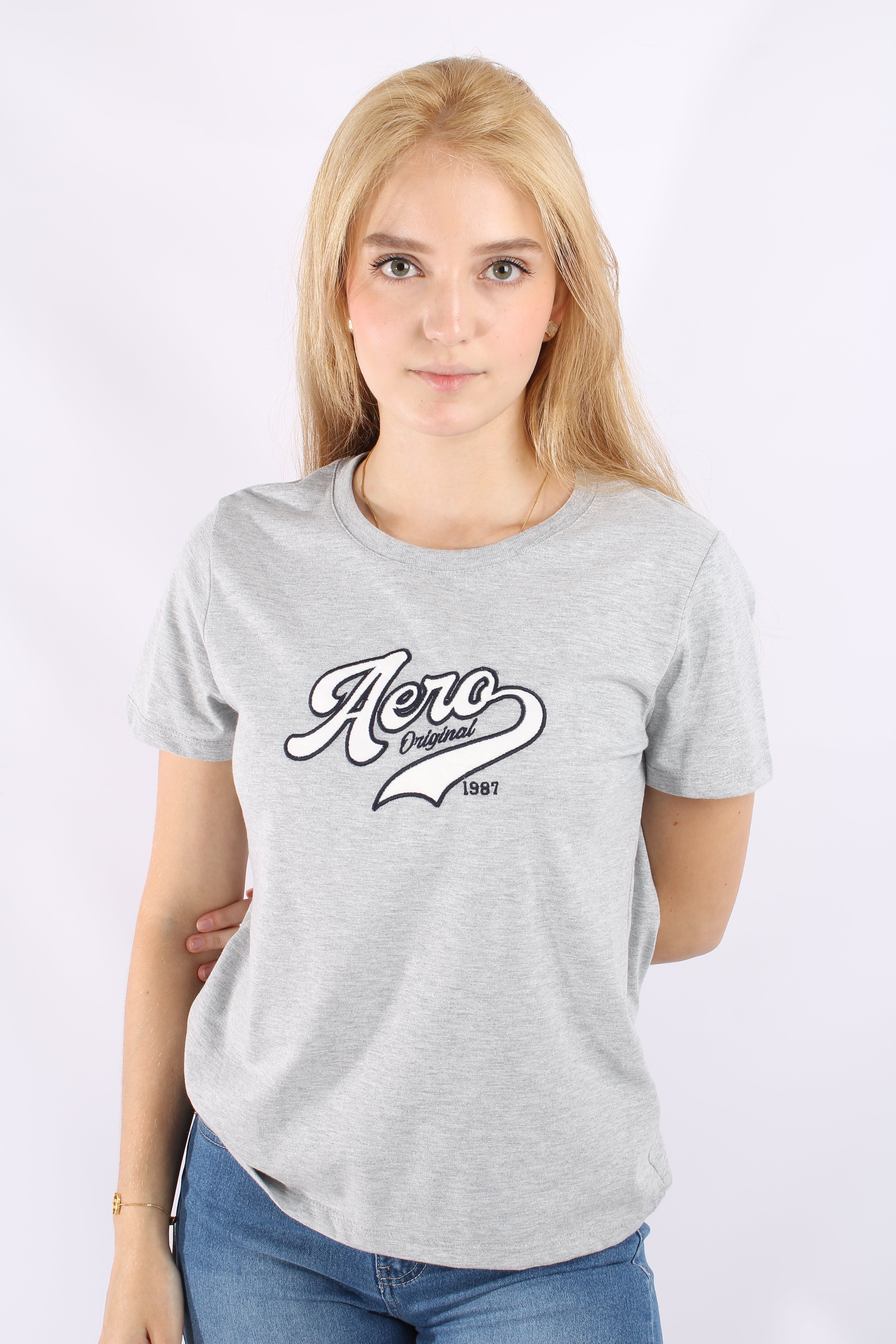 Camiseta Para Mujer Aeropostale Graphic Level Light Heather Grey 693