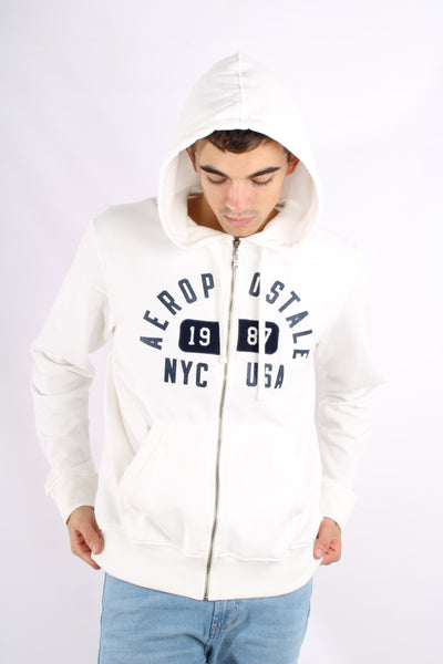 Buzo Blanco Para Hombre Aeropostale Guys Full Zip Hoodies Cream 4886