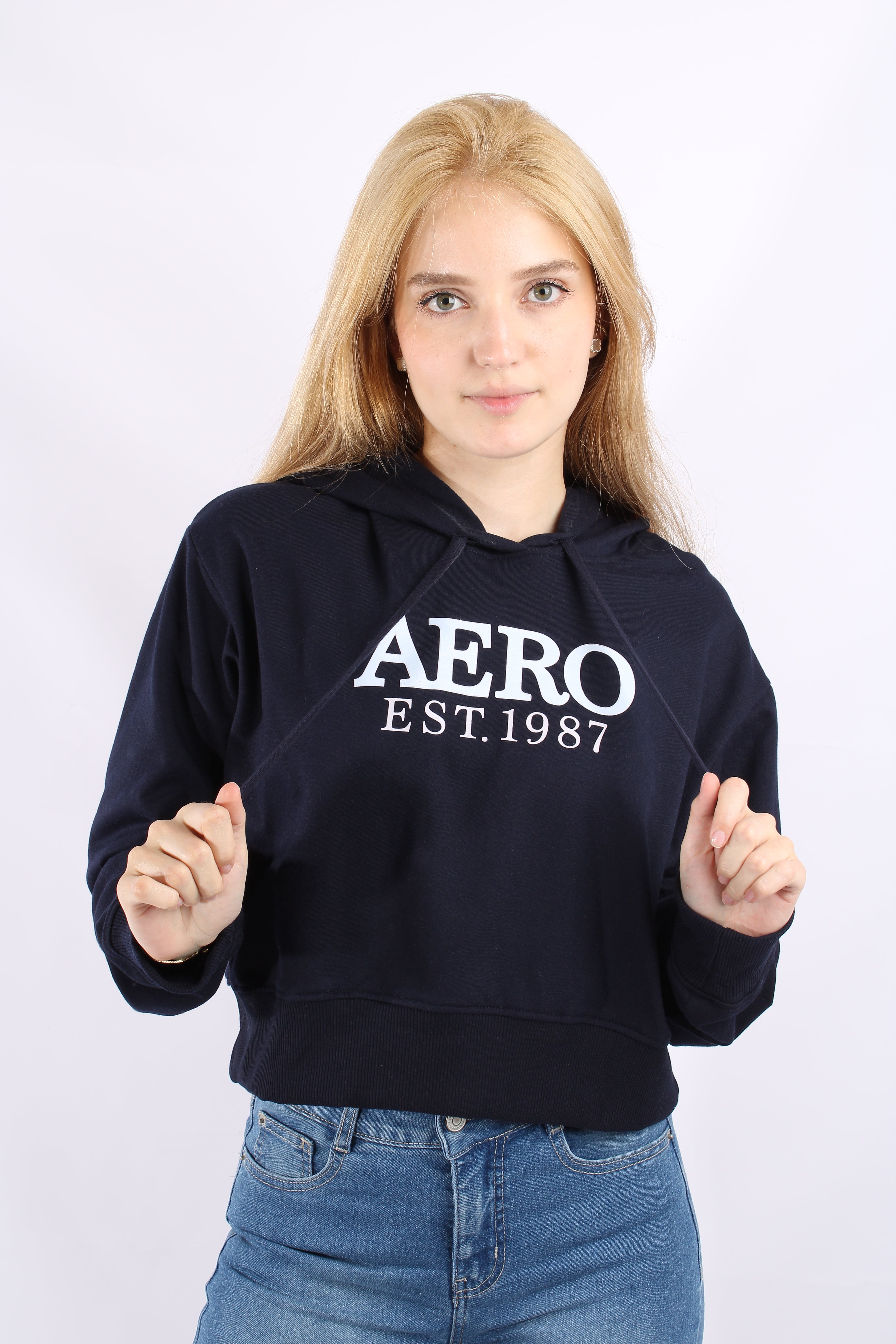 Buzo Azul Oscuro Para Mujer Aeropostale Girls Fleec Pop Over Heritage