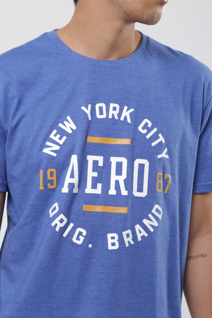 Camiseta Para Hombre NY Aero Level 1 Graphic Tees Blue Danube