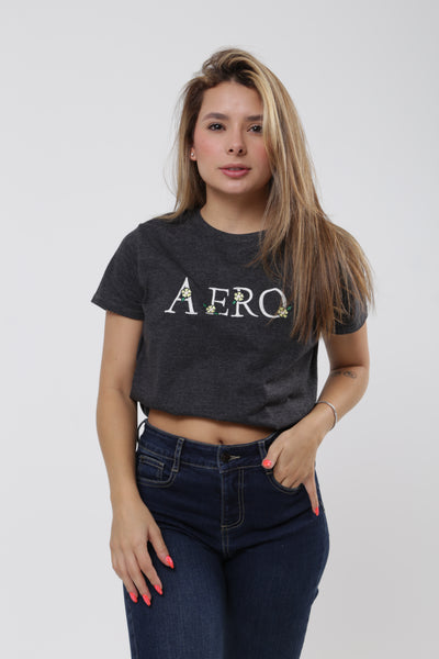 Camiseta Para Mujer Flower Aero Graphic Level 2 Dark Black Large