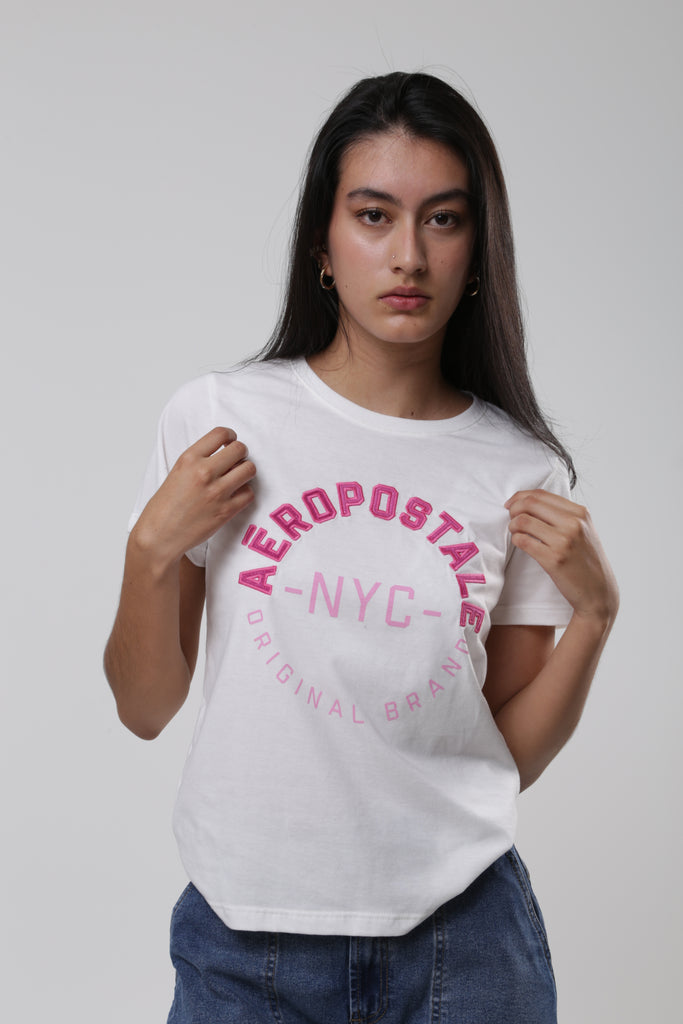 Camiseta Para Mujer NY Pink Aero Graphic Level 2 Egret