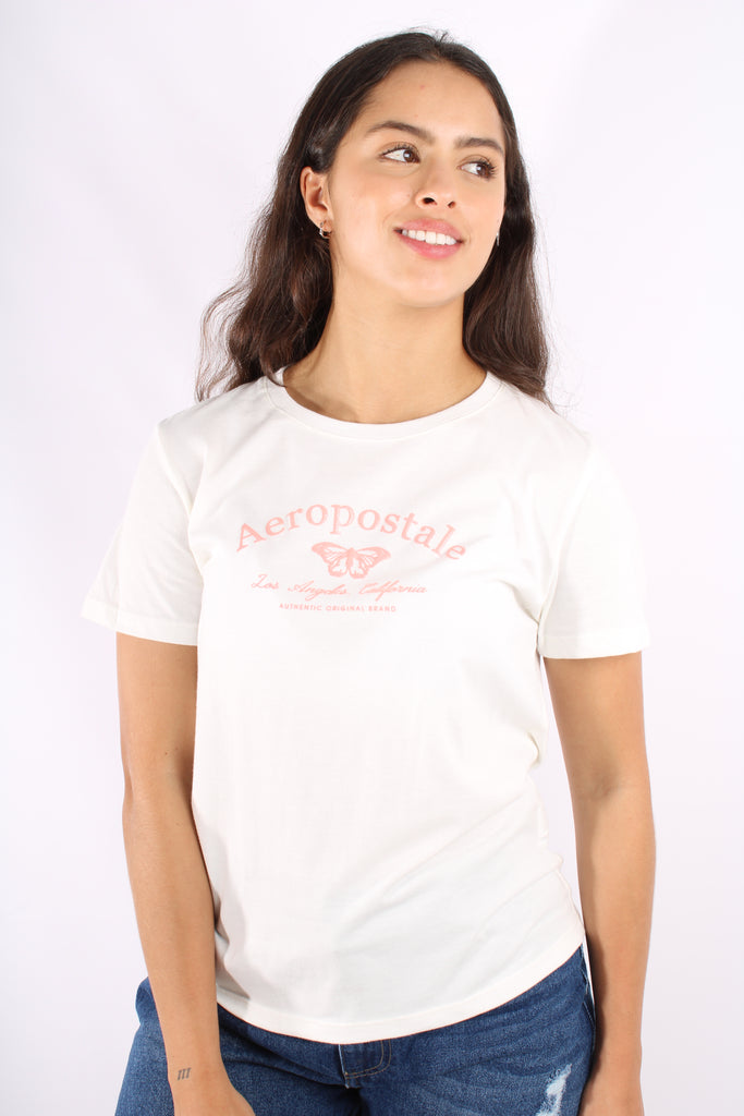 Camiseta Blanca Para Mujer Aeropostale Graphic Level 2 Egret 6719