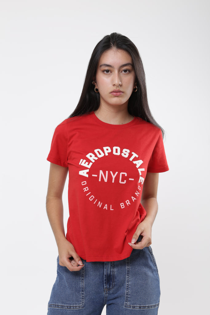 Camiseta Para Mujer NY White Aero Graphic Level 2 Tomato