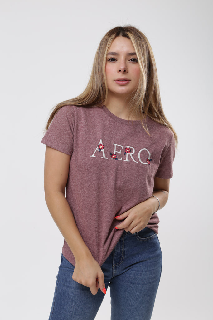 Camiseta Para Mujer Flower Aero Graphic Level 2 Vineyard Wine