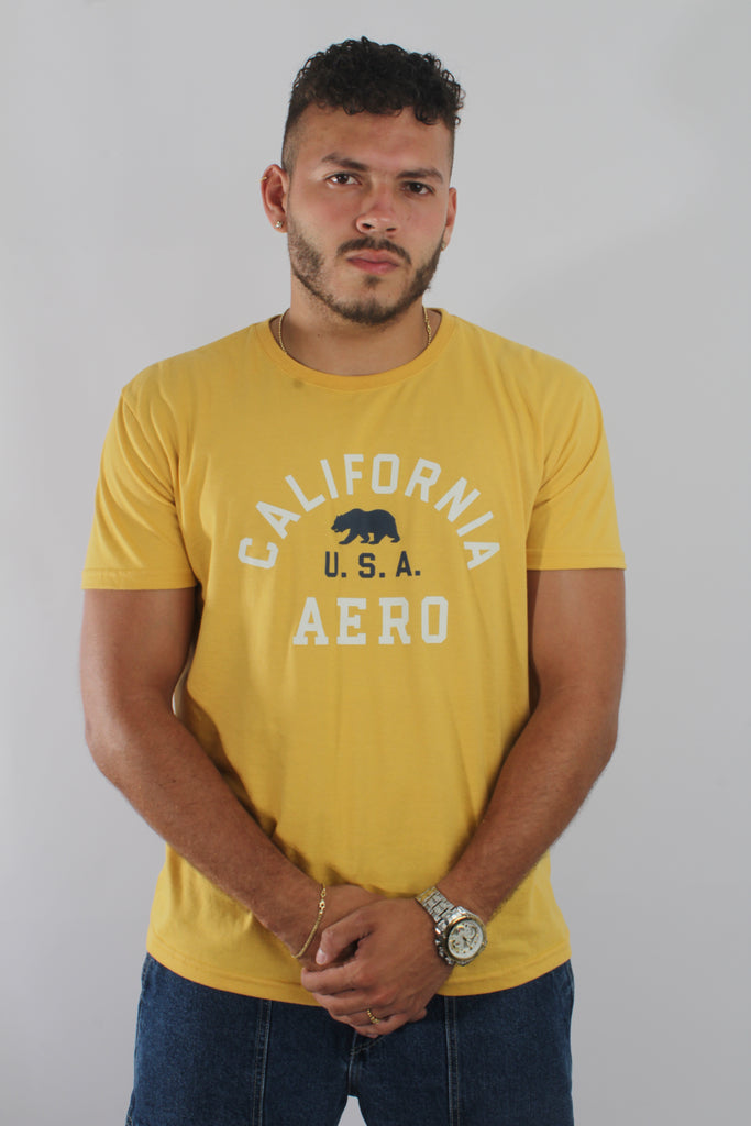 Camiseta Para Hombre Aero Level 1 Graphic Tees Banana U.S.A And Dark Blue Bear