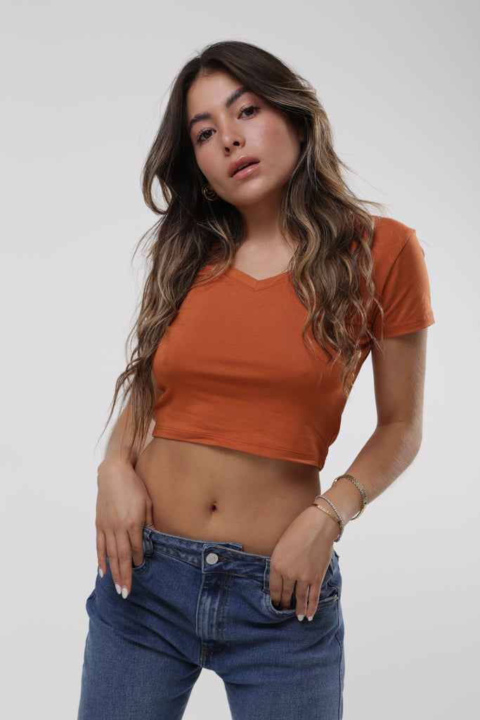 Camiseta Para Mujer Basic Aero Girls Solid Ss Apricot Tan