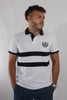 Polo Para Hombre Aero Guys Ss Novelty Polo Bright White Blue Stripes Woven Leaves