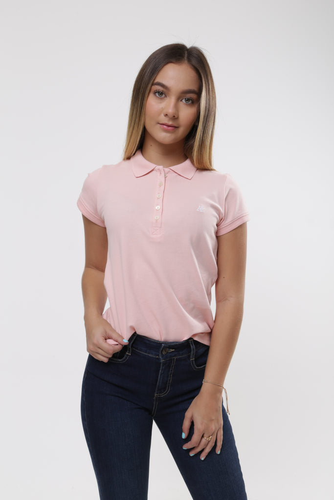 Aero Solid Polo Silver Pink