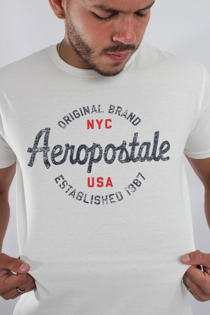 Camiseta Para Hombre Aero Level 1 Graphic Tees Bright White Nyc And Usa Red Print