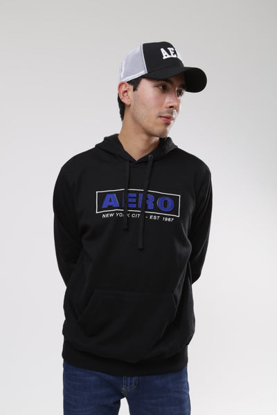 Buzo Para Hombre NY Aero Guys Popover Hoodies Dark Black