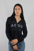 Buzo Para Mujer Aero Girls Fleece Zip Front Cadet Navy White Lettering