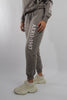 Sudadera Para Mujer Aero Girls Knit Pants Tectonic Gray Printed White Letters Purple Border