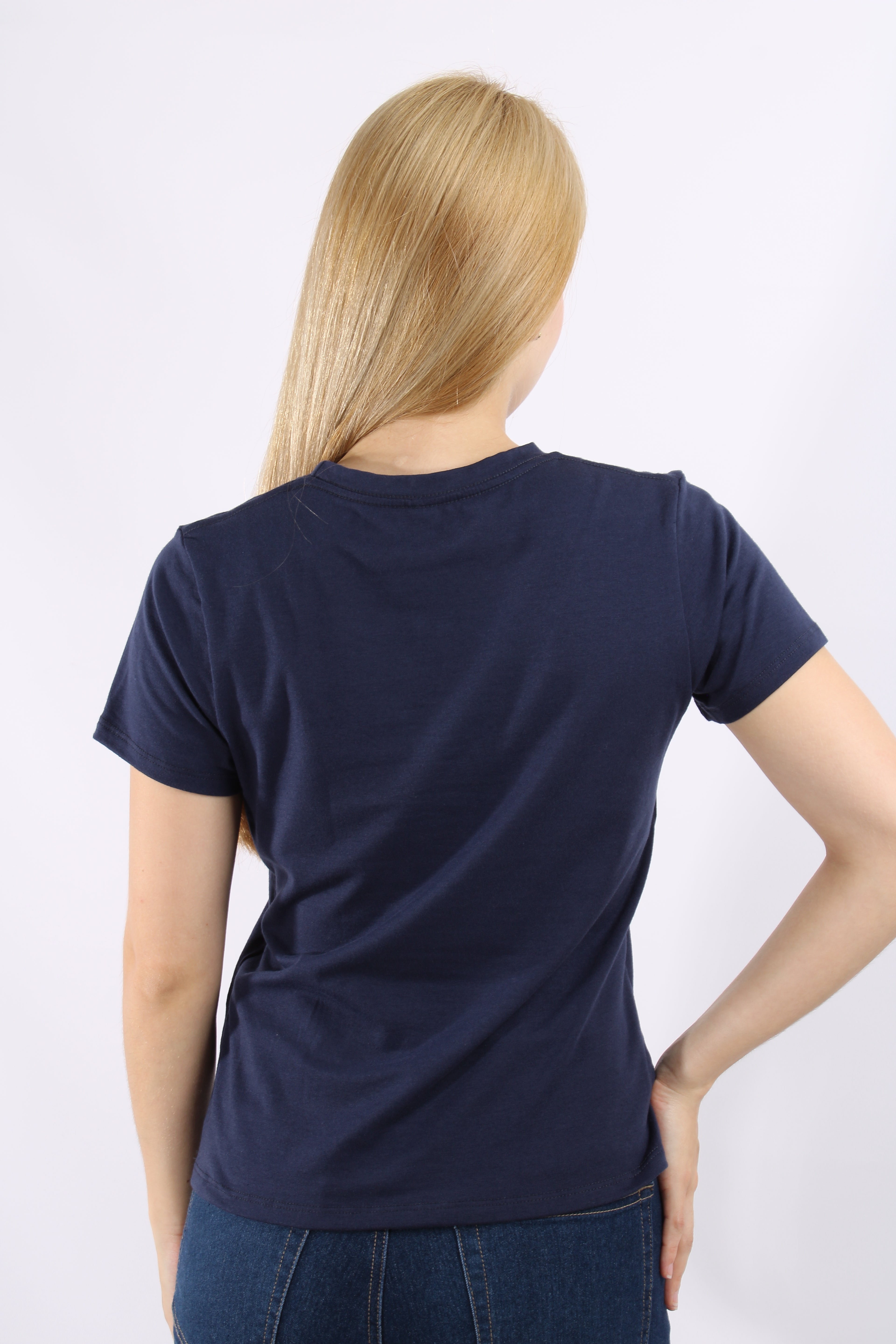 Camiseta Basica Azul Para Mujer Aeropostale Girls Solid Ss Cadet Navy  4204