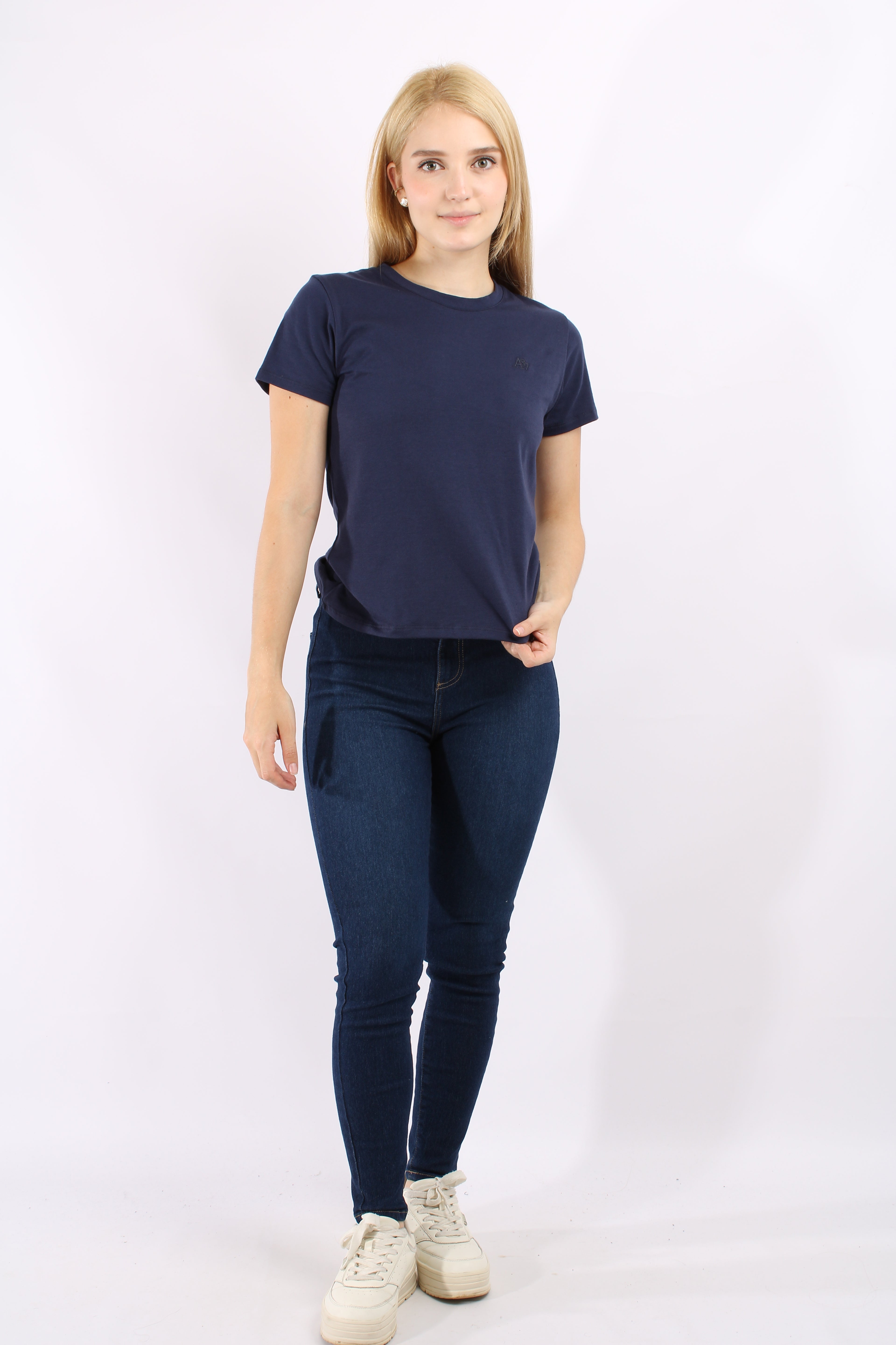 Camiseta Basica Azul Para Mujer Aeropostale Girls Solid Ss Cadet Navy  4204