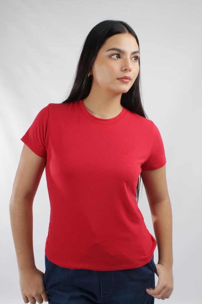 Camiseta Básica Para Mujer Round Neck Aero Girls Solid Ss True Red