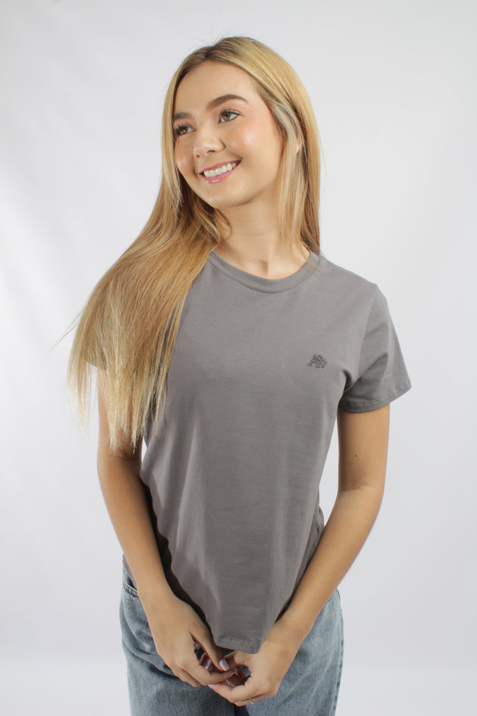 Camiseta Para Mujer Logo Grey Aero Girls Solid Ss Tectonic Gray