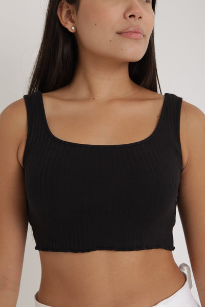 Top Moderna Aero Core Solid Lace Bare Dark Black