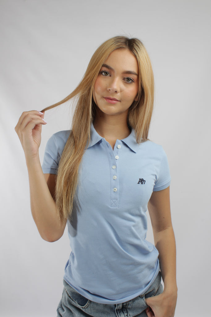 Polo Para Mujer Logo Dark Blue Aero Solid Polo Cerulean