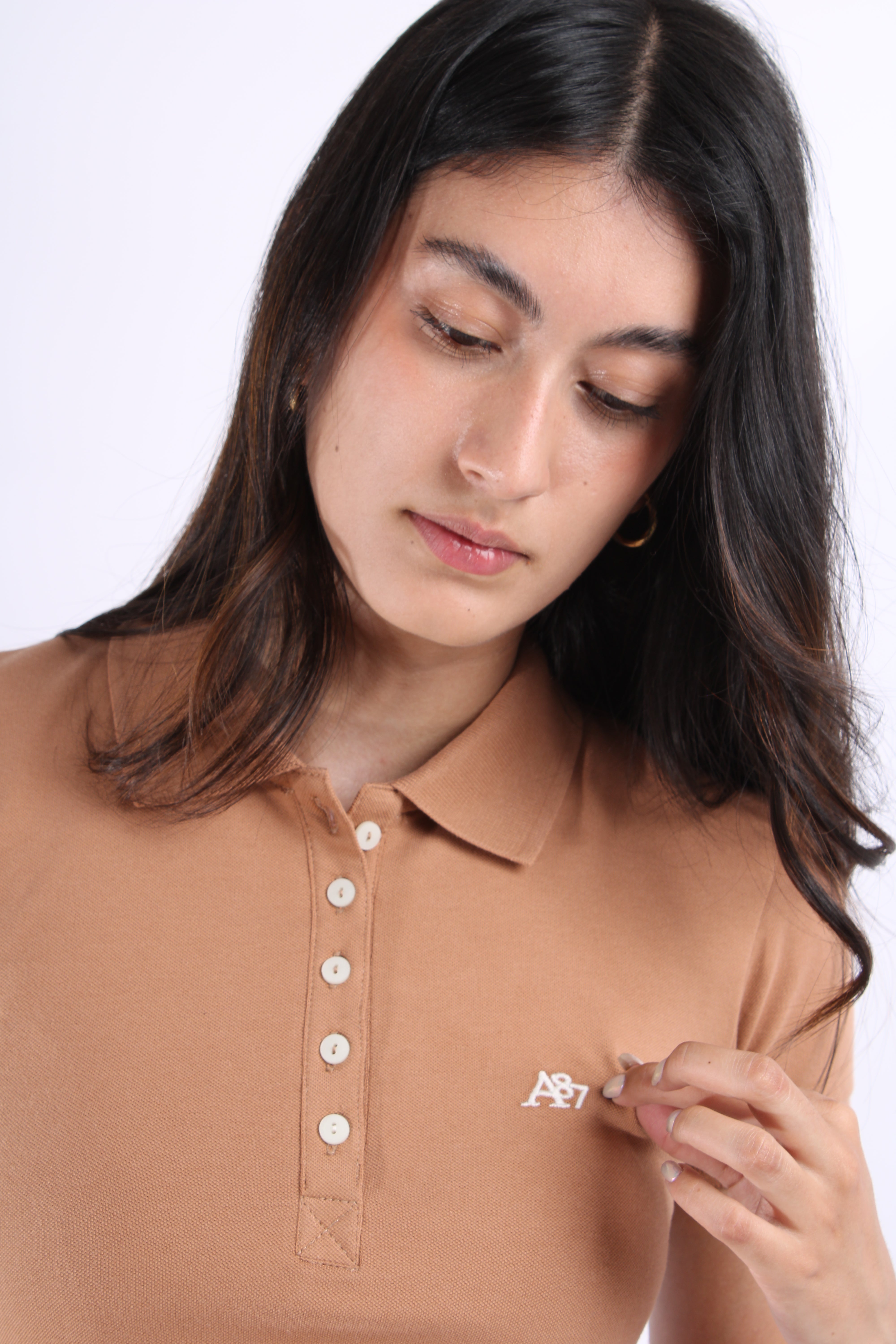 Polo Café Claro Para Mujer Aeropostale Solid Polo Apricot Buff 4164