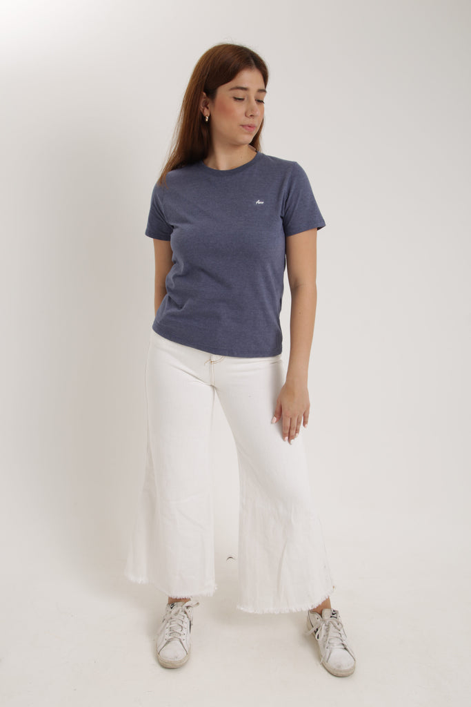 Camiseta Basica Logo Blanco Aero Girls Solid Ss Cadet Navy
