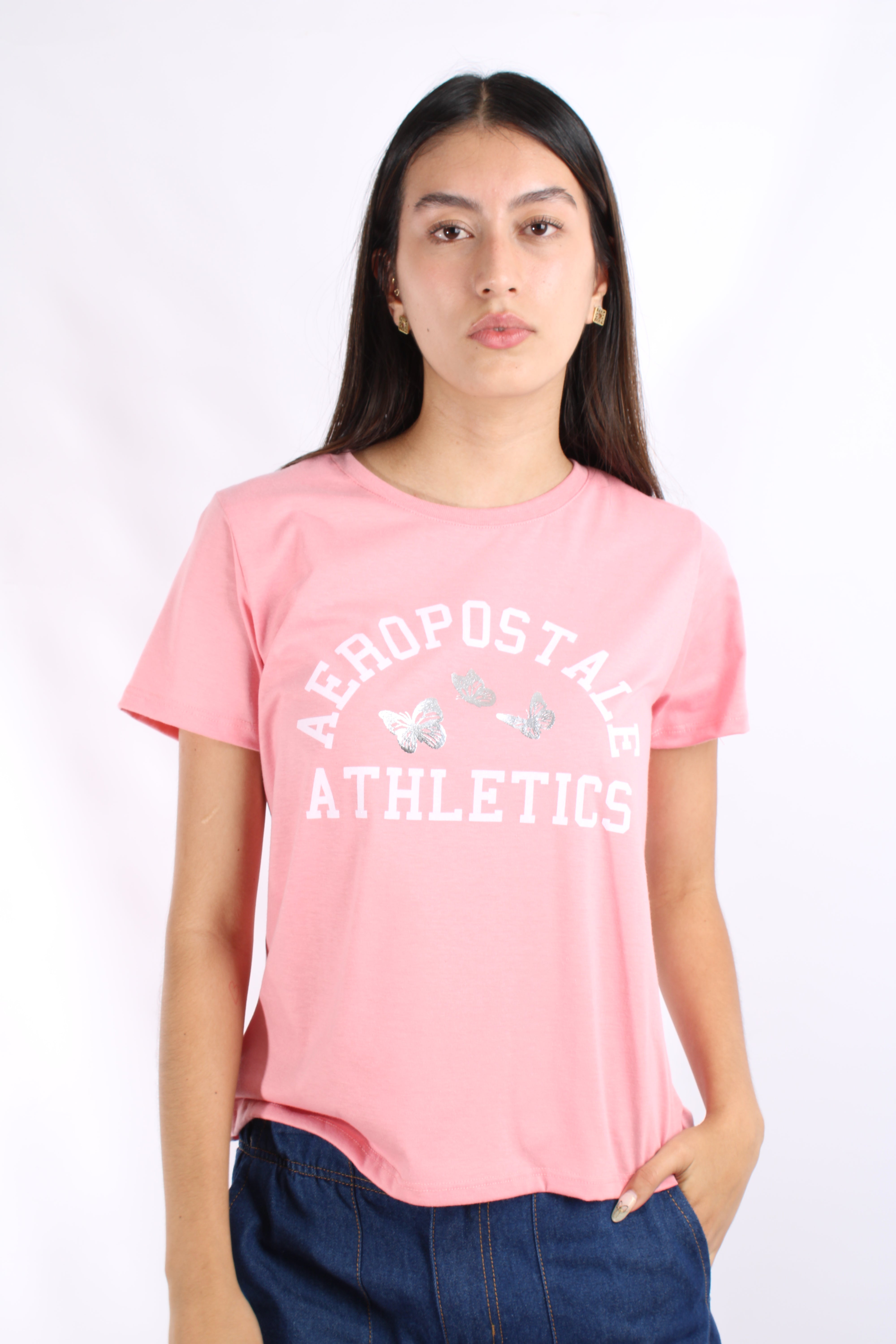Camiseta Rosada Para Mujer Aeropostale Graphic Level Flamingo Pink 6850 XS Rosado Oscuro