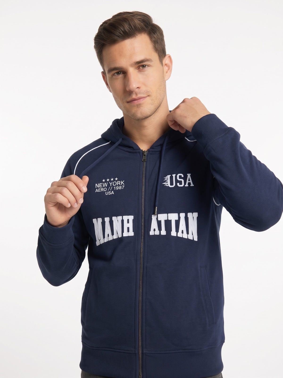 AERO GUYS POPOVER HOODIES CADET NAVY