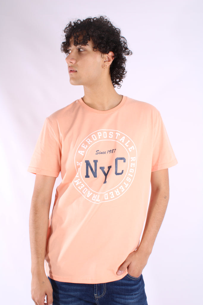 Camiseta Naranja Para Hombre Aeropostale Level 1 Graphic Tees 4950