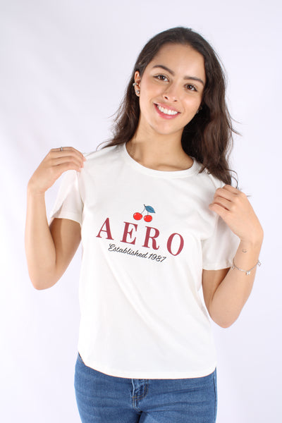 Camiseta Blanca Para Mujer Aeropostale Graphic Level 1 6620