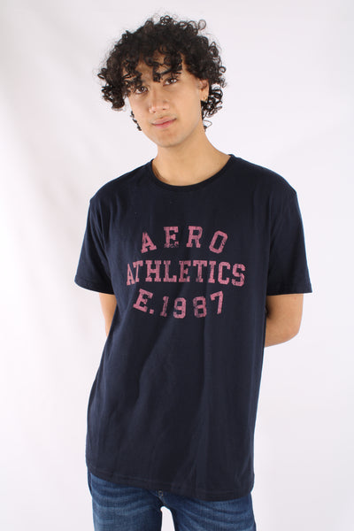 Camiseta Azul Oscuro Para Hombre Aeropostale Level 1 Graphic Tees 4630