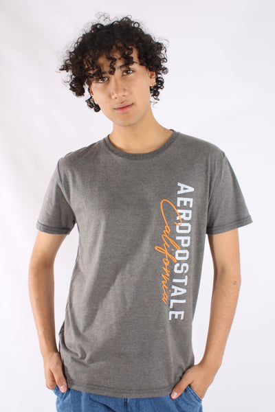 Camiseta Gris Para Hombre Orange Embroidered Letter Aero Level 2 Graphic Tees