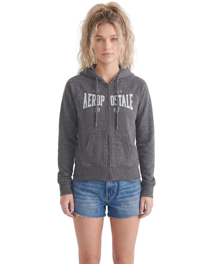 Buzo Para Mujer Aero Girls Fleece Zip Front Light Heather Grey 3862