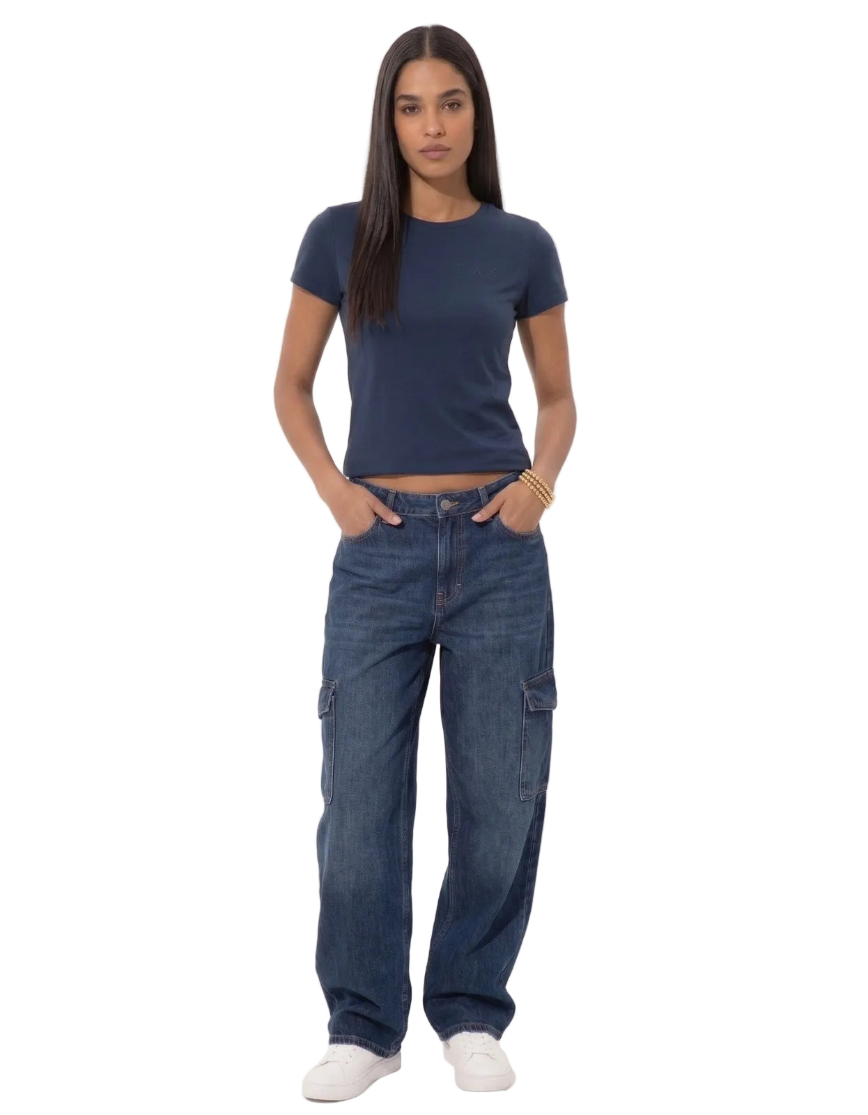 Camiseta Basica Azul Para Mujer Aeropostale Girls Solid Ss Cadet Navy  4204