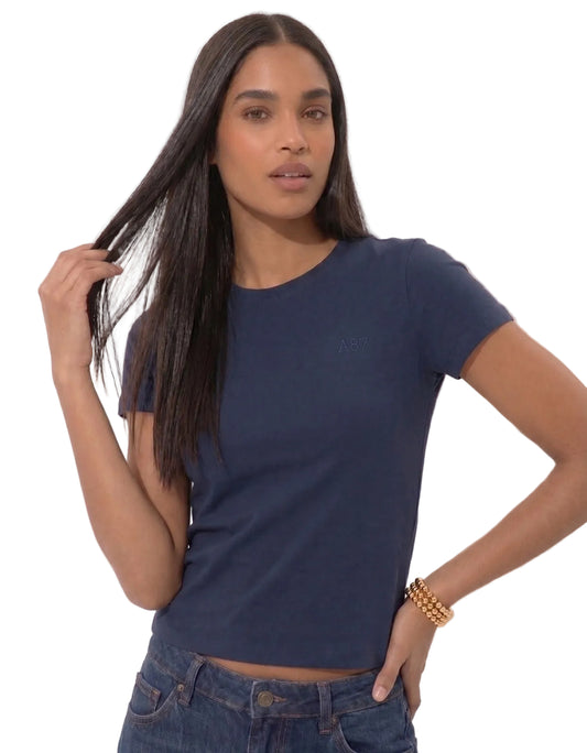 Camiseta Basica Azul Para Mujer Aeropostale Girls Solid Ss Cadet Navy  4204