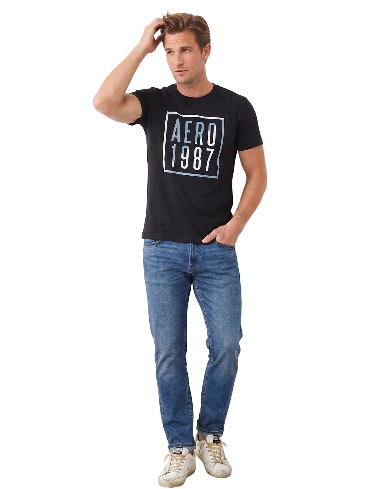 Camiseta Para Hombre Aero Level 1 Graphic Tees Dark Black 2169