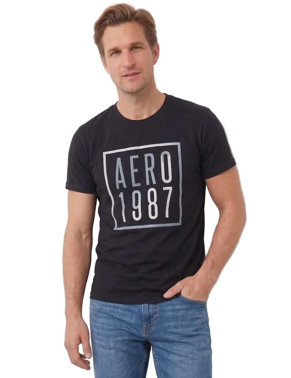 Camiseta Para Hombre Aero Level 1 Graphic Tees Dark Black 2169