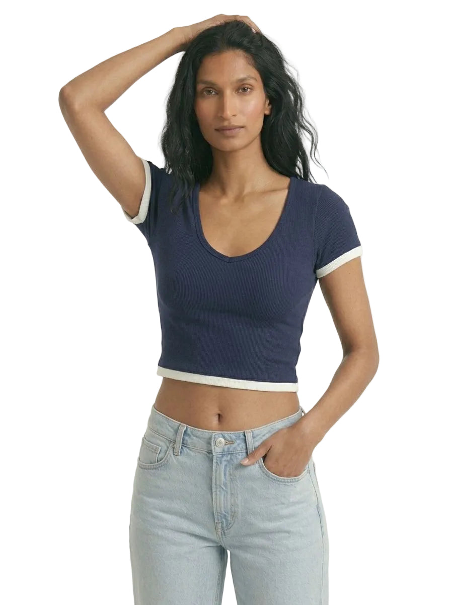 Top Mujer Azul Navy Aero Fashion Bare Solid Cadet Navy Crop 2286