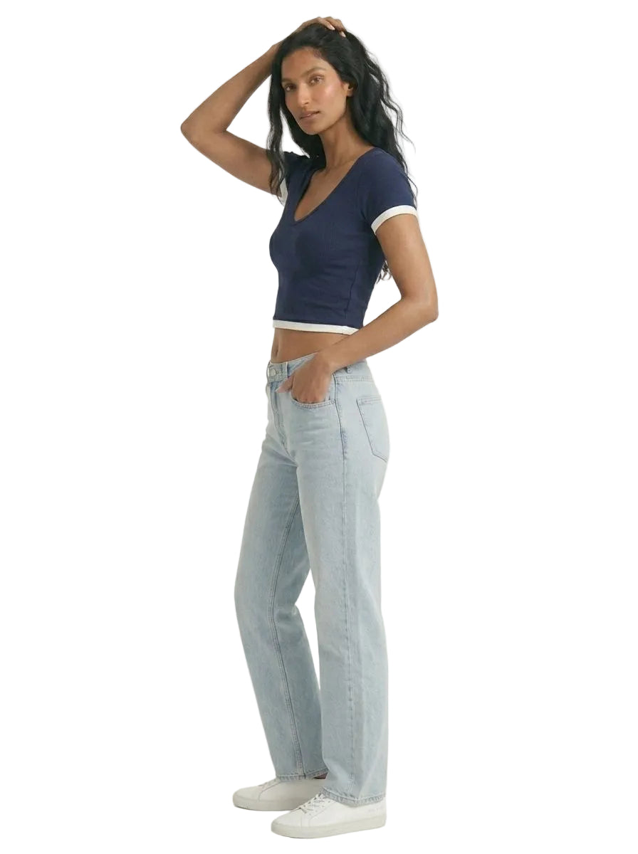 Top Mujer Azul Navy Aero Fashion Bare Solid Cadet Navy Crop 2286
