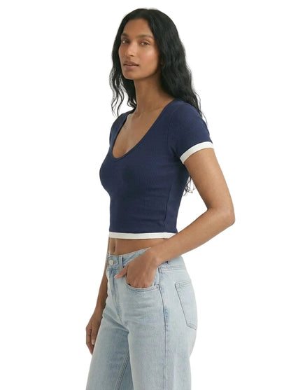 Top Mujer Azul Navy Aero Fashion Bare Solid Cadet Navy Crop 2286