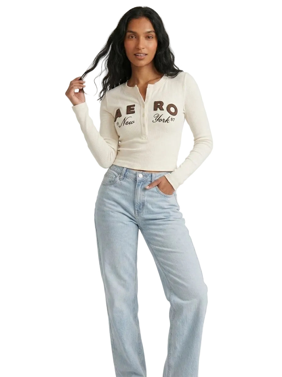 Aero Girls Ls Henley Tofu 1130
