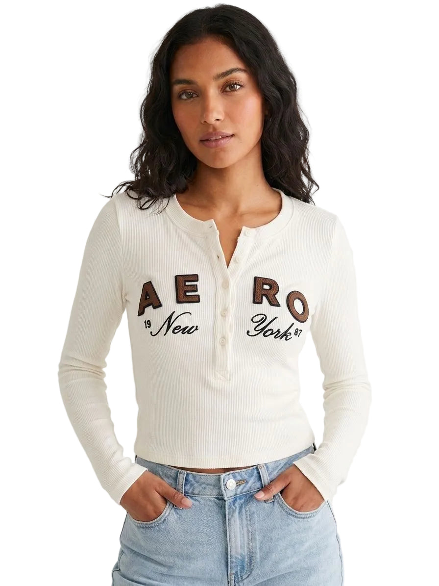 Aero Girls Ls Henley Tofu 1130