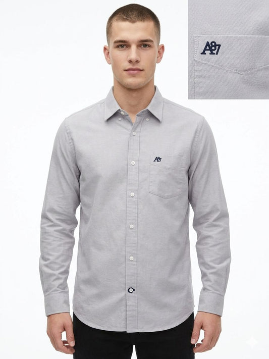 Camisa Oxford de Hombre Gris Claro Aero Guys Ls Woven Shirts Chg 8544