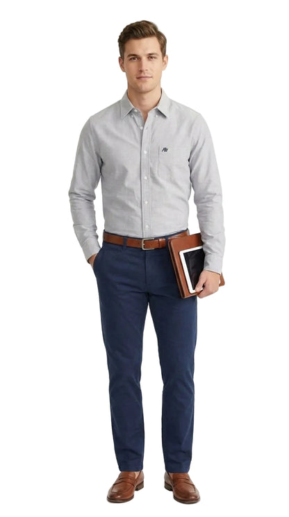 Camisa Oxford de Hombre Gris Claro Aero Guys Ls Woven Shirts Chg 8544