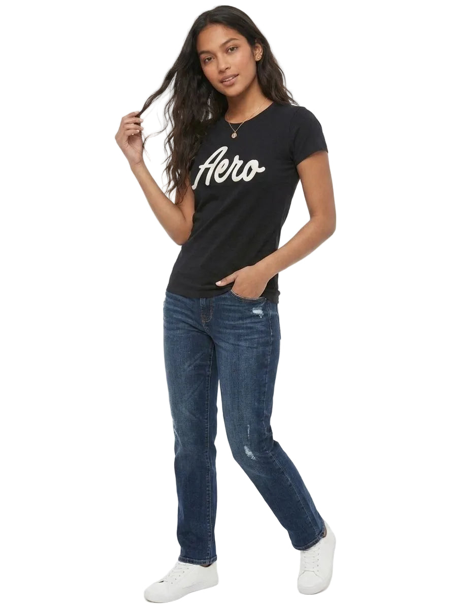 Camiseta Negra Para Mujer Aeropostale Graphic Level 2 Black  4115