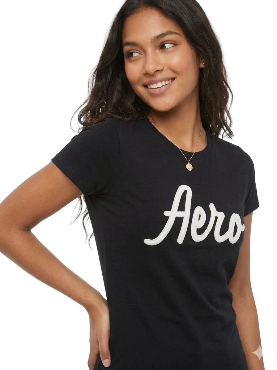 Camiseta Negra Para Mujer Aeropostale Graphic Level 2 Black  4115