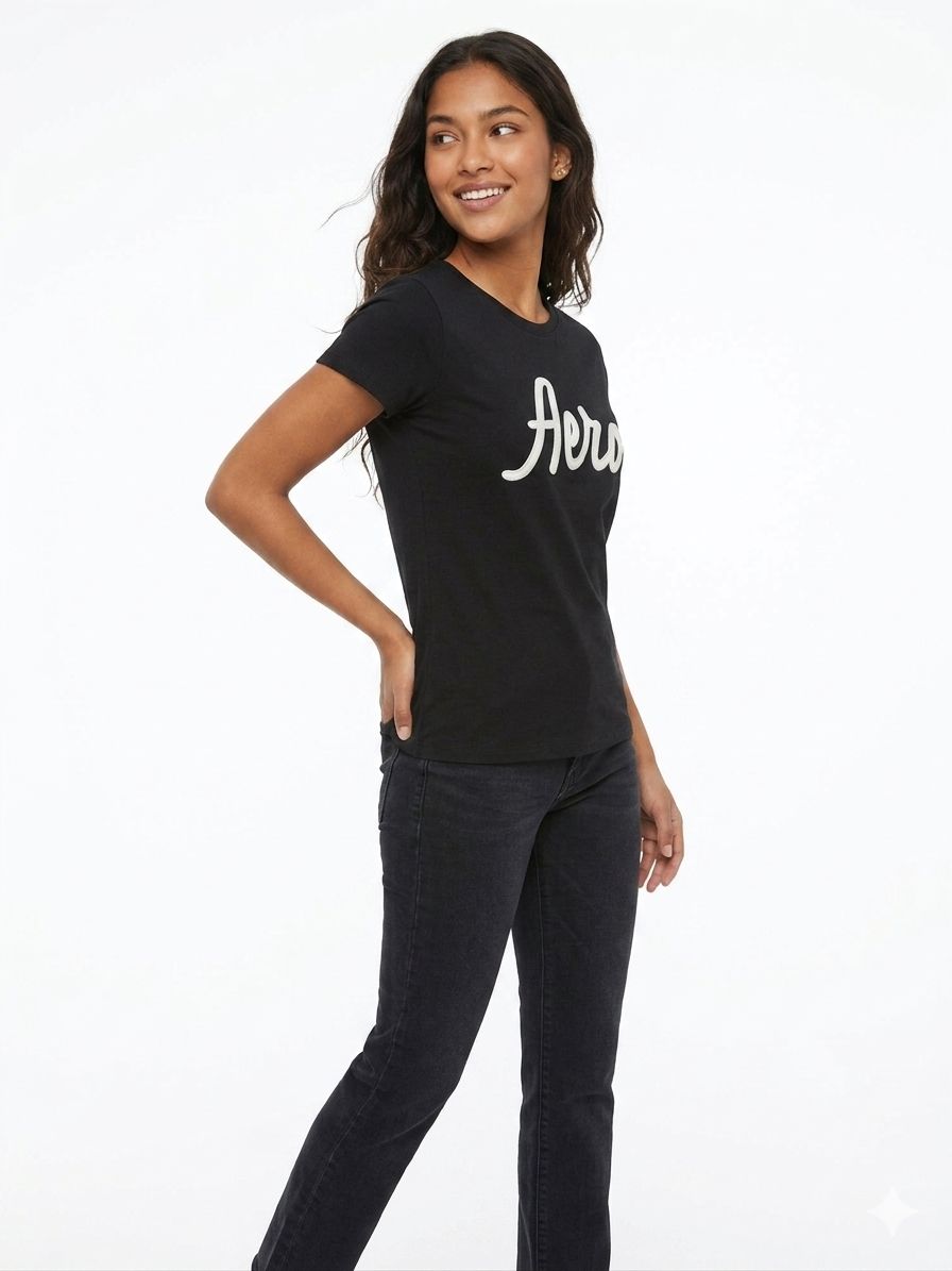 Camiseta Negra Para Mujer Aeropostale Graphic Level 2 Black  4115