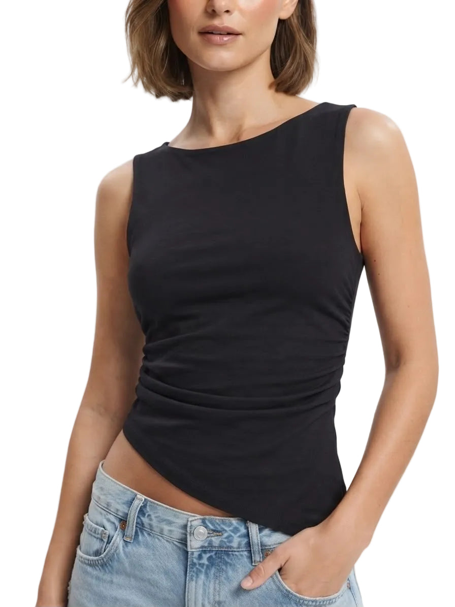 Top Asimétrico Mujer Aero Girls Fashion Ss Dark Black 2284